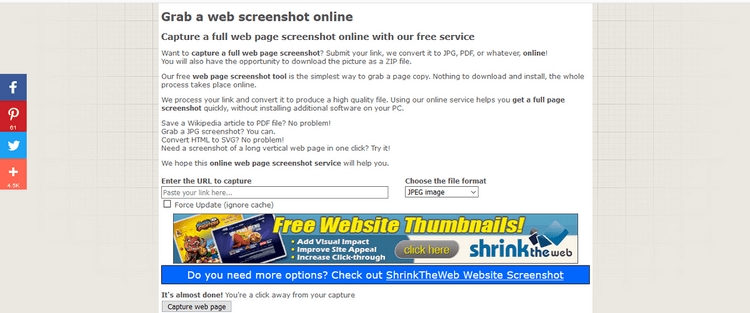 How to take Online ScreenShot